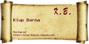 Klup Barna névjegykártya